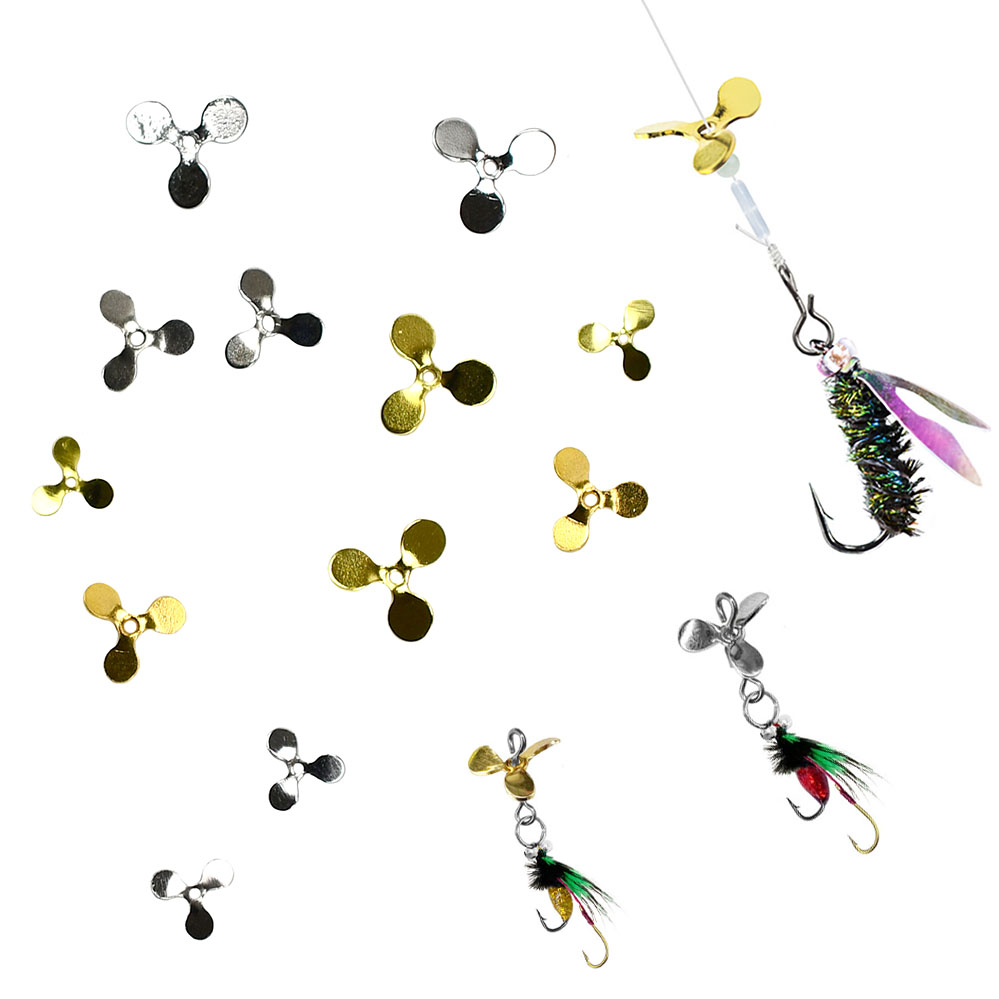 Fishing Lure Blade Bait - 200 Stück 3-Blatt-Propeller Angelköder-Zubehör, Metall-Spinnerblätter für