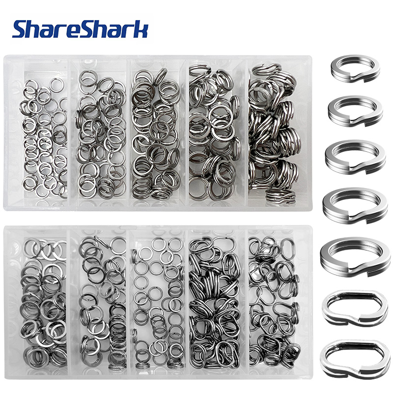 Fishing Lure Box - ShareShark 200 Stück/Box Hochfeste Edelstahl-Spaltringe für