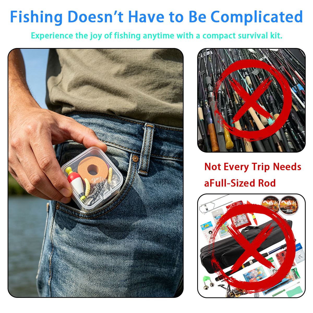 Fishing Lure Making Kit - Tragbares Notfall-Angelset, tragbares Notfall-Angelset für den