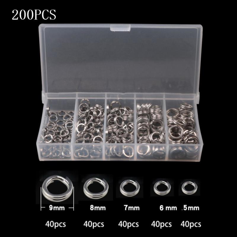 Fishing Lure Accessories - 200 Stück 5 Größen Hochfeste Edelstahl-Sprengringe